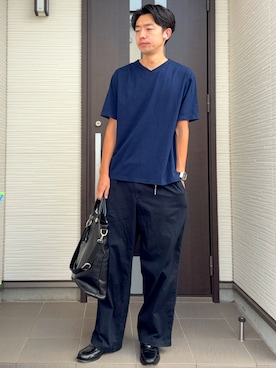 「アイテム（チノパンツ）」を使った、ATSUさん（メンズ・182cm）の夏コーディネート