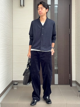 「アイテム（カーディガン/ボレロ）」を使った、ATSUさん（メンズ・182cm・30代）の秋コーディネート