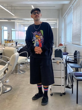 「アイテム（ネックレス）」を使った、堀井圭さん（メンズ・172cm・40代）の秋コーディネート