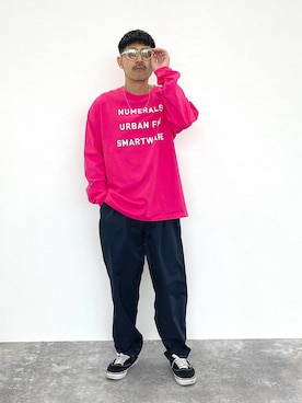 「アイテム（スラックス）」を使った、堀井圭さん（メンズ・172cm・30代）の夏コーディネート