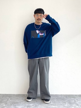 「niko and...（ニコアンド）のアイテム（スラックス）」を使った、堀井圭さん（メンズ・172cm）の秋コーディネート