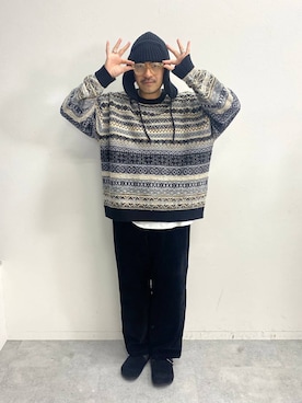 「アイテム（サンダル）」を使った、堀井圭さん（メンズ・172cm・40代）の秋コーディネート