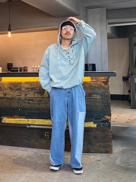 「niko and...（ニコアンド）のアイテム」を使った、堀井圭さん（メンズ・172cm）の夏コーディネート