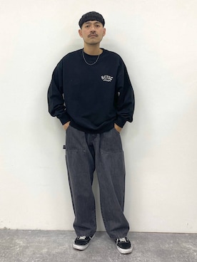 「niko and...（ニコアンド）のアイテム（スウェット）」を使った、堀井圭さん（メンズ・172cm）の冬コーディネート