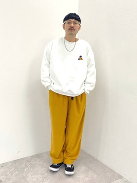 「niko and...（ニコアンド）のアイテム（スウェット）」を使った、堀井圭さん（メンズ・172cm）の冬コーディネート