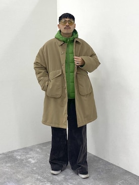 「アイテム（ステンカラーコート）」を使った、堀井圭さん（メンズ・172cm・30代）の冬コーディネート