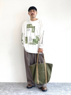 「アイテム（トートバッグ）」を使った、堀井圭さん（メンズ・172cm・30代）の秋コーディネート