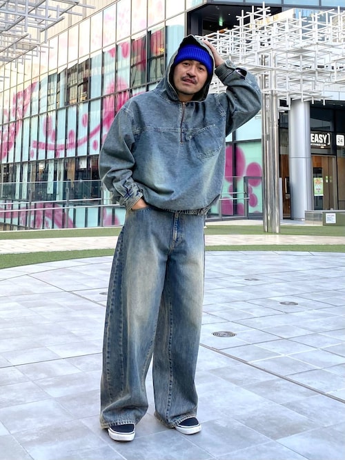 デニムハーフジップフーディ DENIM HALF-ZIP HOODIE [niko and