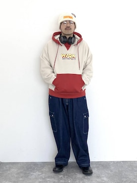 「アイテム（オールインワン・サロペット）」を使った、堀井圭さん（メンズ・172cm・40代）の冬コーディネート
