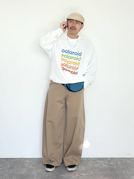 「niko and...（ニコアンド）のアイテム（チノパンツ）」を使った、堀井圭さん（メンズ・172cm）の冬コーディネート
