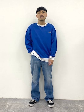 「niko and...（ニコアンド）のアイテム（スウェット）」を使った、堀井圭さん（メンズ・172cm）の冬コーディネート