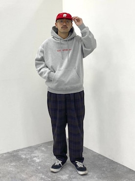 「アイテム（スラックス）」を使った、堀井圭さん（メンズ・172cm・30代）の冬コーディネート