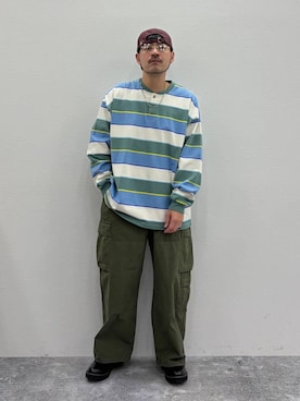 「niko and...（ニコアンド）のシルバーデザインネックレス（ネックレス、その他）」を使った、堀井圭さん（メンズ・172cm）の冬コーディネート