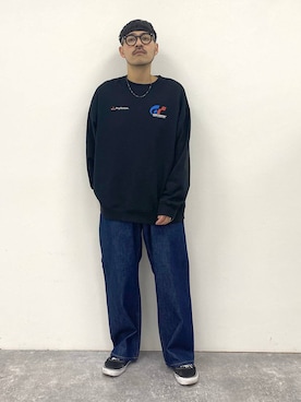 「niko and...（ニコアンド）のアイテム（スウェット）」を使った、堀井圭さん（メンズ・172cm）の冬コーディネート