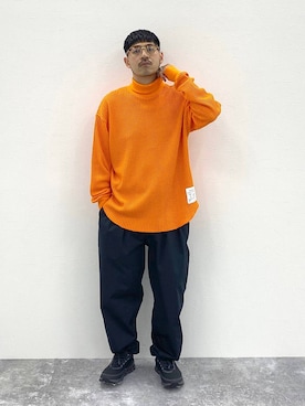 「アイテム（スラックス）」を使った、堀井圭さん（メンズ・172cm・30代）の秋コーディネート