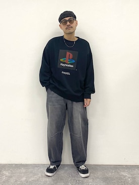 「niko and...（ニコアンド）のアイテム（スウェット）」を使った、堀井圭さん（メンズ・172cm）の冬コーディネート