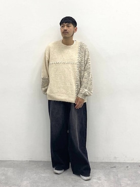「アイテム（ニット/セーター）」を使った、堀井圭さん（メンズ・172cm・30代）の秋コーディネート