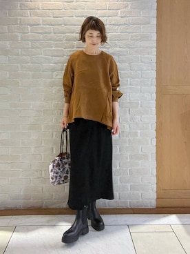 「アイテム（トートバッグ、パープル系）」を使った、Rieさん（レディース・168cm）の秋コーディネート