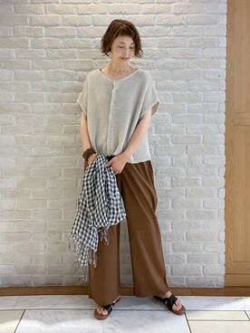 「studio CLIP（スタディオクリップ）のトングサンダル（サンダル）」を使った、Rieさん（レディース・168cm）の夏コーディネート