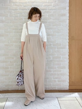 「アイテム（トートバッグ、パープル系）」を使った、Rieさん（レディース・168cm）の秋コーディネート