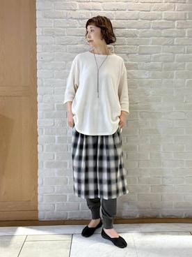 「studio CLIP（スタディオクリップ）のアイテム（その他パンツ）」を使った、Rieさん（レディース・168cm）の秋コーディネート