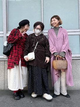 「アイテム（ハンチング/ベレー帽）」を使った、Rieさん（レディース・168cm・40代）の秋コーディネート