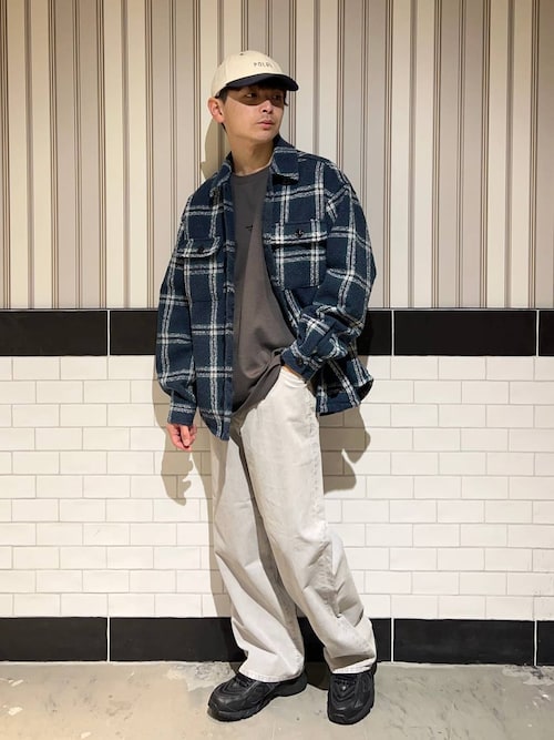 セール】ツイードオーバーサイズチェックシャツ（シャツ/ブラウス