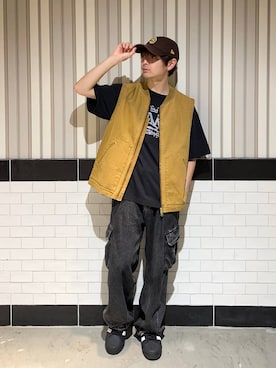 「アイテム（ベスト、ブラウン系）」を使った、nr1218さん（メンズ・167cm）の夏コーディネート