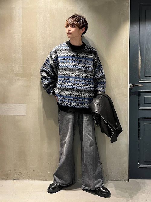 稀少 クリストフルメール 仏製 90s 初期 襟レザー ブラックデニムブルゾン 13】ボア襟脱着可能 G1 PUレザーブルゾン（ライダースジャケット