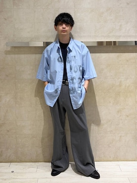 「RAGEBLUE（レイジブルー）のSPRAY LOGO LOOSE FIT SHIRTS/スプレーロゴルーズシルエットシャツ（シャツ/ブラウス、ブルー系）」を使った、nr1218さん（メンズ）の夏コーディネート