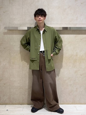 「RAGEBLUE（レイジブルー）のLOOSE NECK SHEER LONG TEE/ユルネックシアーロンＴ（Tシャツ/カットソー、ホワイト系）」を使った、nr1218さん（メンズ）の秋コーディネート