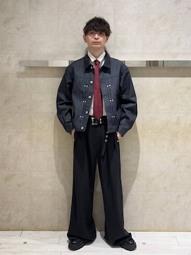 「RAGEBLUE（レイジブルー）の【LUXURY＋EASY】＜イージーケア＞TIED UP OVERSIZED DRAPE SHIRTS/ラグイージータイ付きオーバーサイズシャツ（シャツ/ブラウス、ホワイト系）」を使った、nr1218さん（メンズ）の秋コーディネート