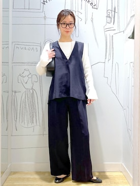 「卒業式コーデ」｜「アイテム（バレエシューズ）」を使った、タケさん（レディース・168cm）の冬コーディネート