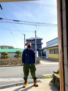 「VINTAGE（ヴィンテージ）のアイテム（カーゴパンツ、グリーン系）」を使った、usichan0225さん（メンズ・165cm）の冬コーディネート