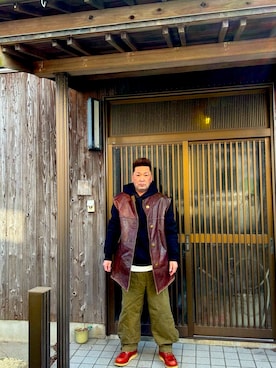 「アイテム（ミリタリージャケット）」を使った、usichan0225さん（メンズ・165cm）の春コーディネート