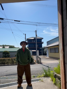 「VINTAGE（ヴィンテージ）のアイテム（トップス、グリーン系）」を使った、usichan0225さん（メンズ・165cm）の春コーディネート