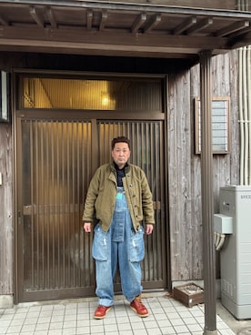 「冬アウター」｜「アイテム（オールインワン・サロペット）」を使った、usichan0225さん（メンズ・165cm）の冬コーディネート