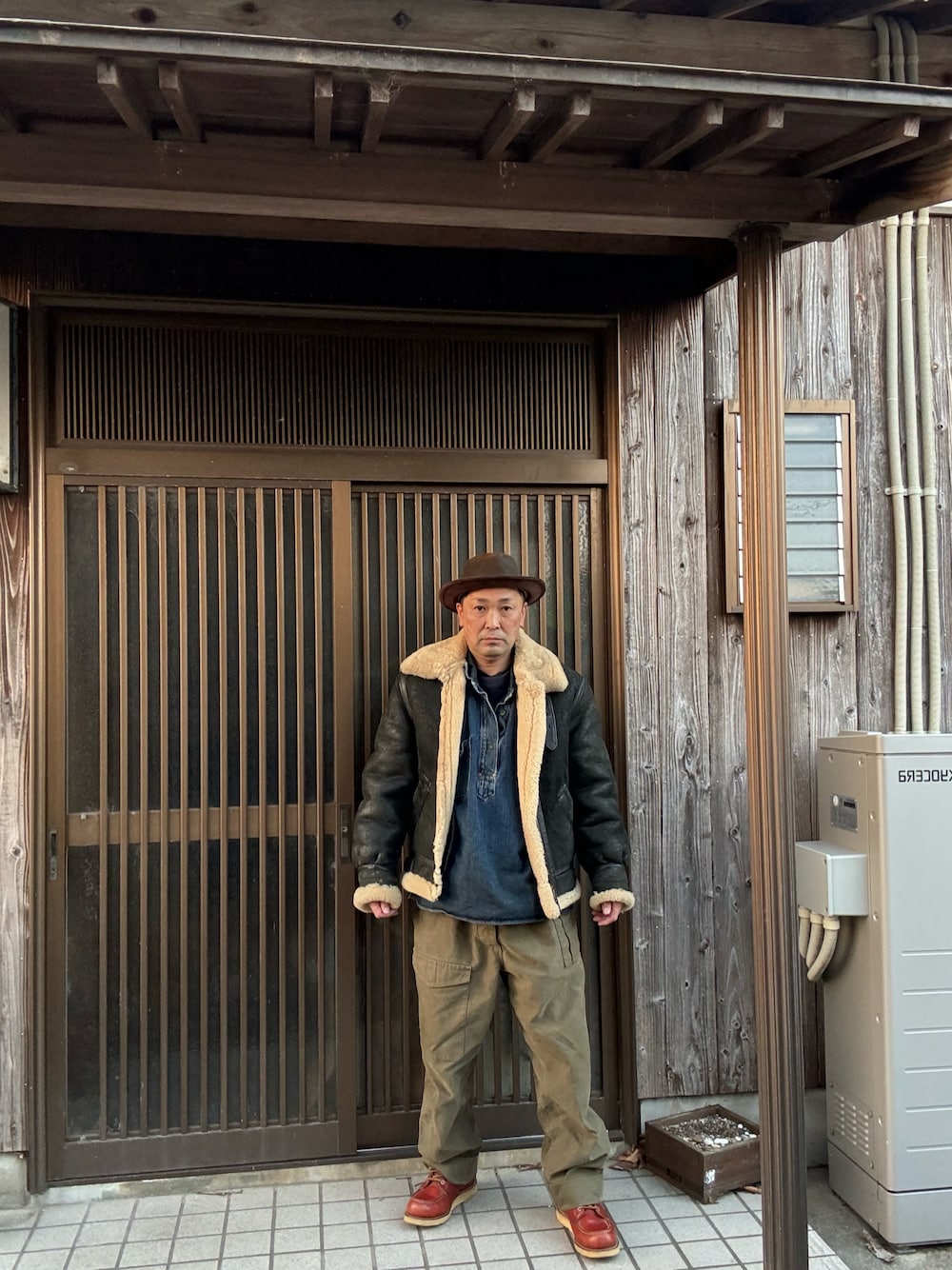 Schott ムートンジャケット グレー/ブラウン h4a26_7.jpg