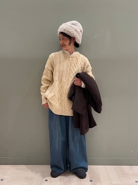 「アイテム（ニットキャップ/ビーニー）」を使った、ともちんさん（レディース・153cm・40代）の冬コーディネート