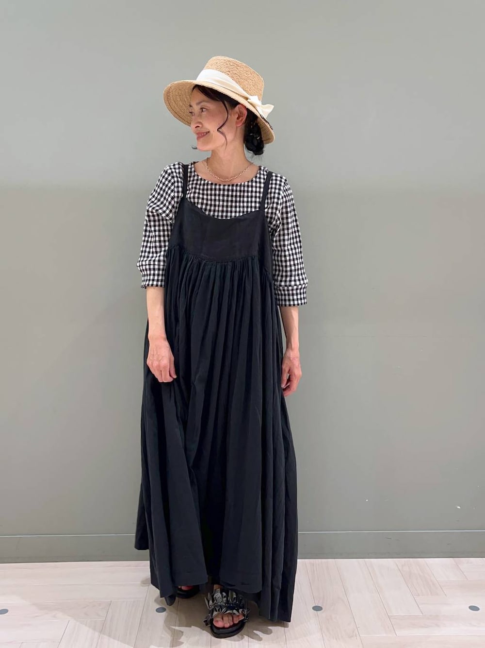 スタディオクリップ　2025ss リネン　ボイル切り替えキャミワンピース スタジオクリップ今季 リネン✖️ボイル切り替えキャミ