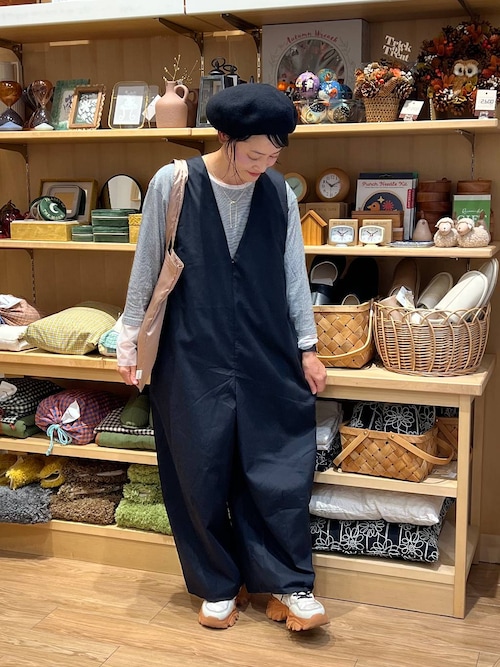 roku ストライプVネックオールインワン ロクRokuストライプVネックオールインワン 36