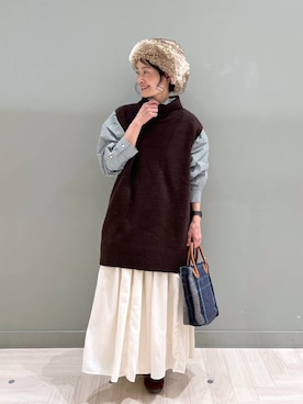 「アイテム（モカシン/デッキシューズ）」を使った、ともちんさん（レディース・153cm）の冬コーディネート