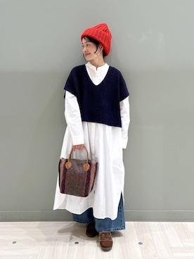 「アイテム（シャツワンピース）」を使った、ともちんさん（レディース・153cm）の冬コーディネート