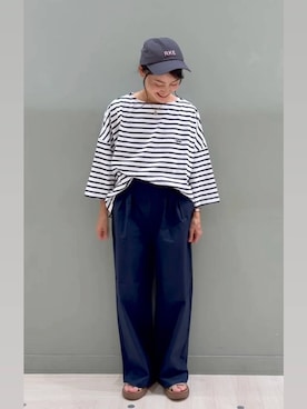 「studio CLIP（スタディオクリップ）のウォッシュロゴキャップ（キャップ）」を使った、ともちんさん（レディース・153cm）の夏コーディネート