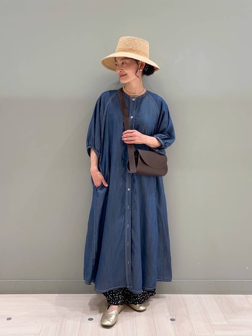 新品 Natural by studio CLIP 綿麻デニムコートワンピース 開梱 設置?無料 】 新品 Natural by studio CLIP 綿麻デニム