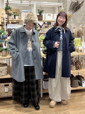 「アイテム（その他アウター、ブルー系）」を使った、ともちんさん（レディース・153cm）の冬コーディネート