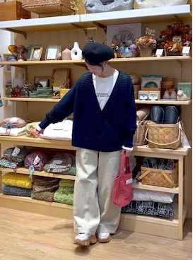 「アイテム（ハンチング/ベレー帽）」を使った、ともちんさん（レディース・153cm・40代）の秋コーディネート