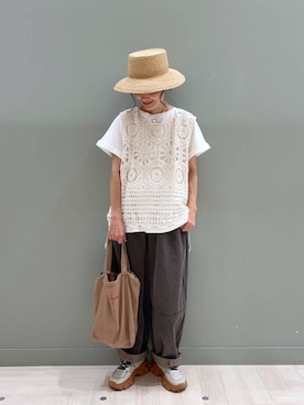 「アイテム（ニット/セーター）」を使った、ともちんさん（レディース・153cm・40代）の夏コーディネート