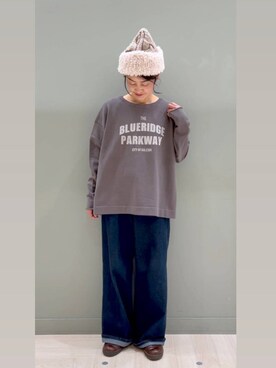 「studio CLIP（スタディオクリップ）の【バヤコさんコラボ】やわらかデニムスッキリストレートパンツ（デニムパンツ）」を使った、ともちんさん（レディース・153cm）の秋コーディネート