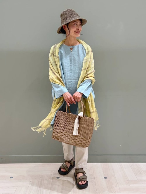 セール】リネン100ダブルフロントワイドチュニック[プチ・プラス